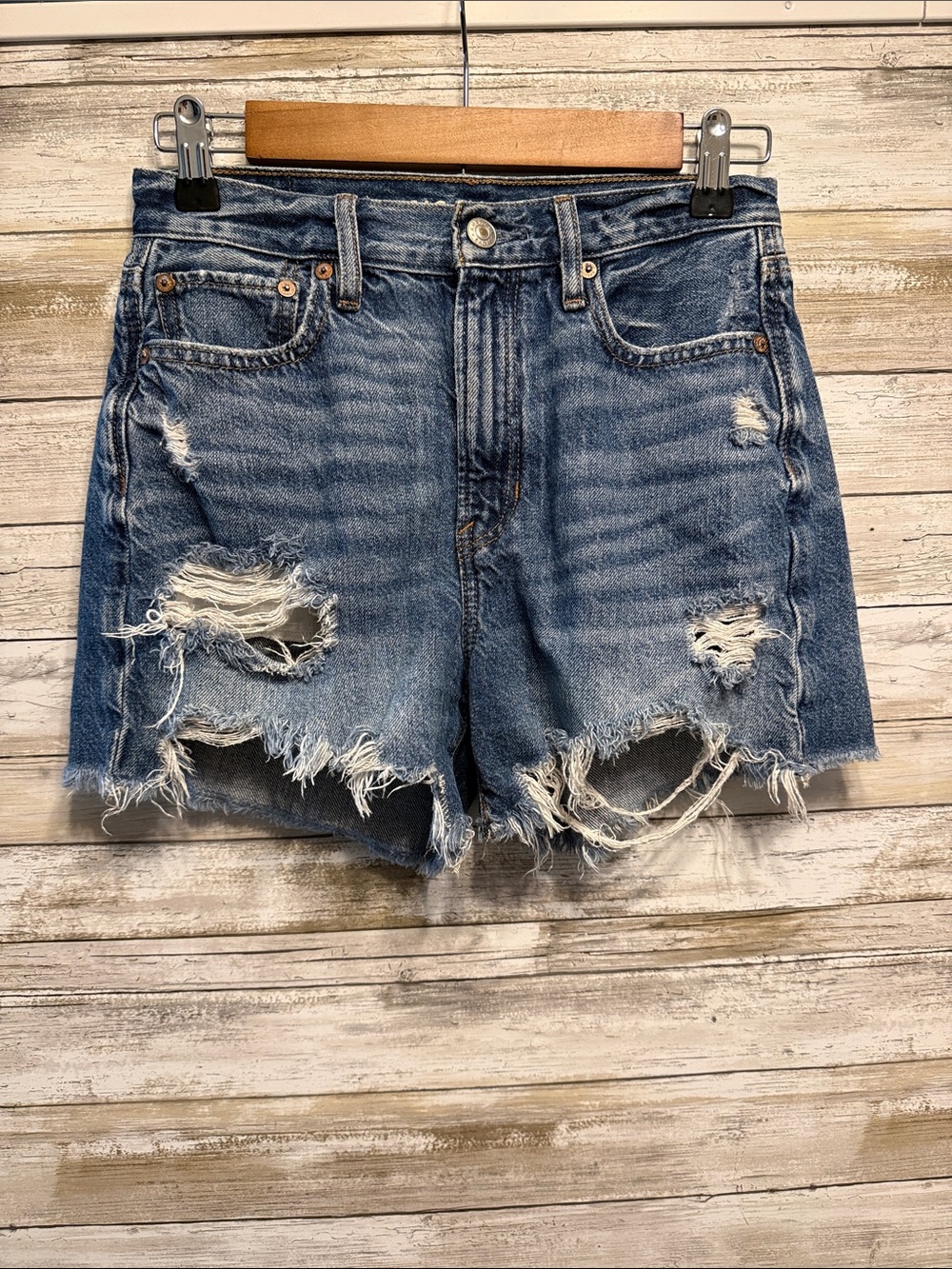 American Eagle Outfitters Distressed Denim Cutoff Shorts - Blue size 0